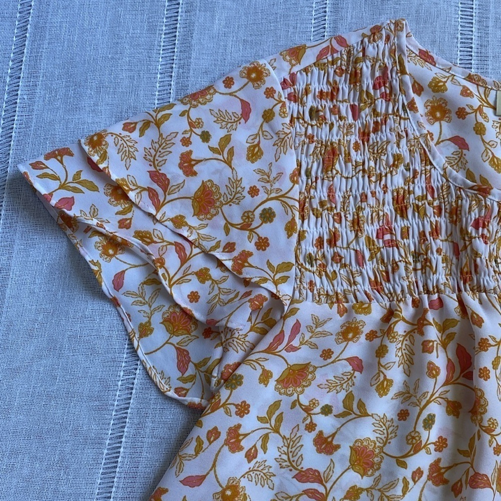 Style And Co Boho Flutter Blouse With Smocking. - image 5